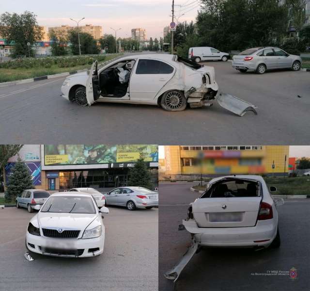 Под Волгоградом  автомобиль под управлением водителя без прав  врезался  в  световую опору
