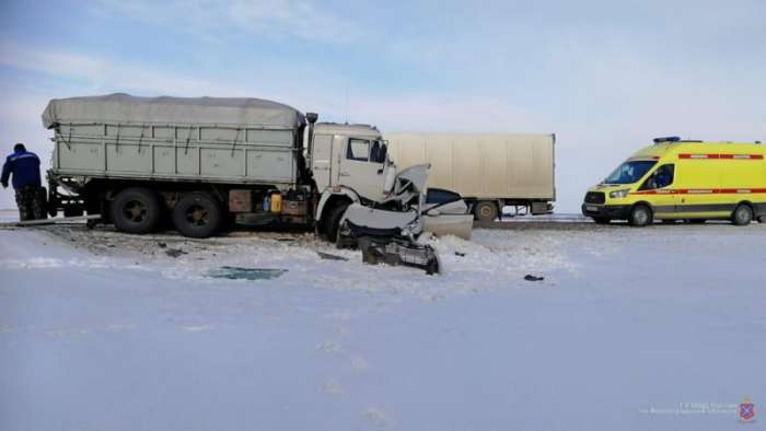 В Волгоградской области  при столкновении с КамАЗом погиб водитель  иномарки