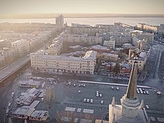 В Волгограде камера квадрокоптера засняла рассвет над железнодор