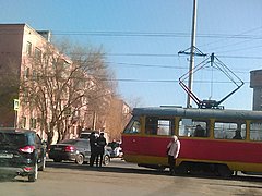 В Волгограде лихач на иномарке «подрезал» трамвай